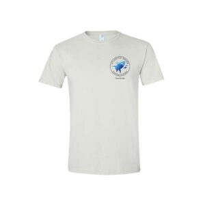 White tshirt Atlantic Shark Expeditions logo